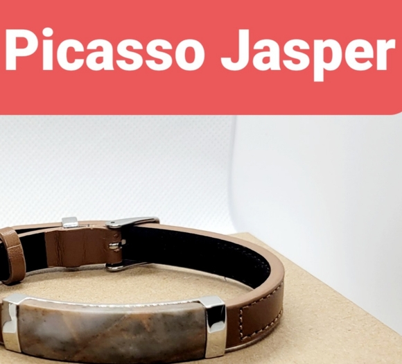 Stainless steel natural stone leather bracelets - Picture 2 of 6